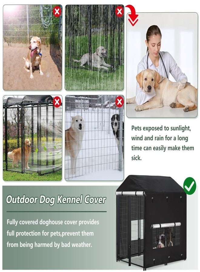 Hadisi Outdoor Dog Kennel Cover 4.2'Dx4.2'Wx4.5'H Full Coverage Windproof Anti-UV.with Transparent PVC Window and Breathable Mesh.Waterproof Dog Kennel Cover for Multiple Brands of Dog Kennels,Cover Only - Image 4
